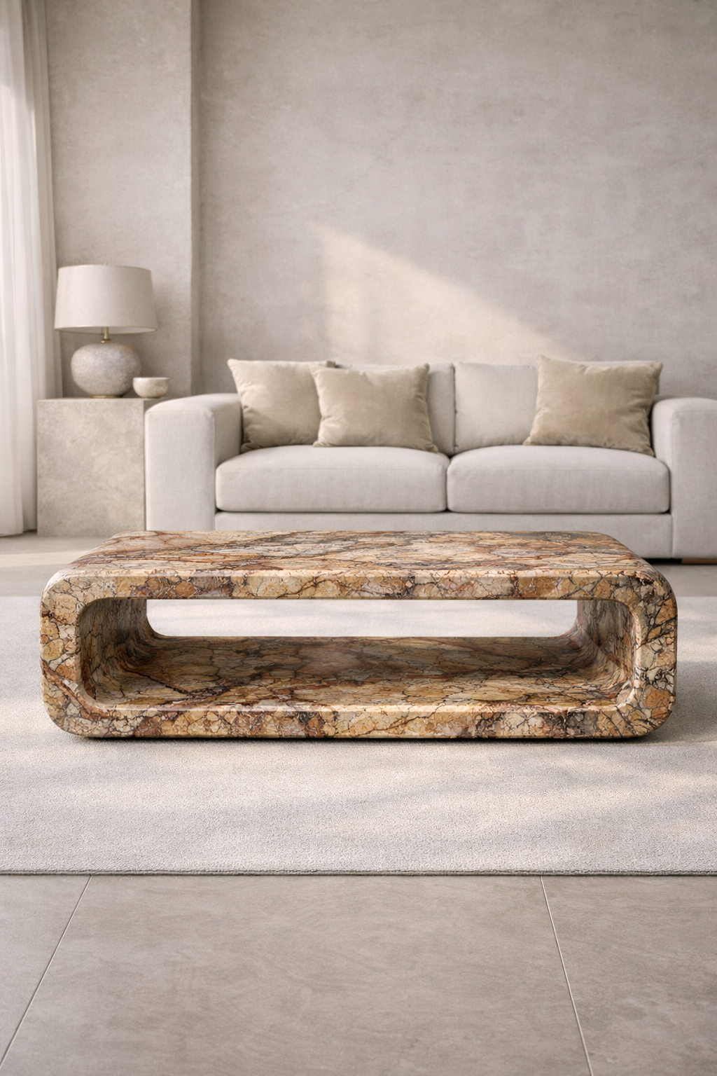 Cavaro Walnut Table - Beige brown Aurex