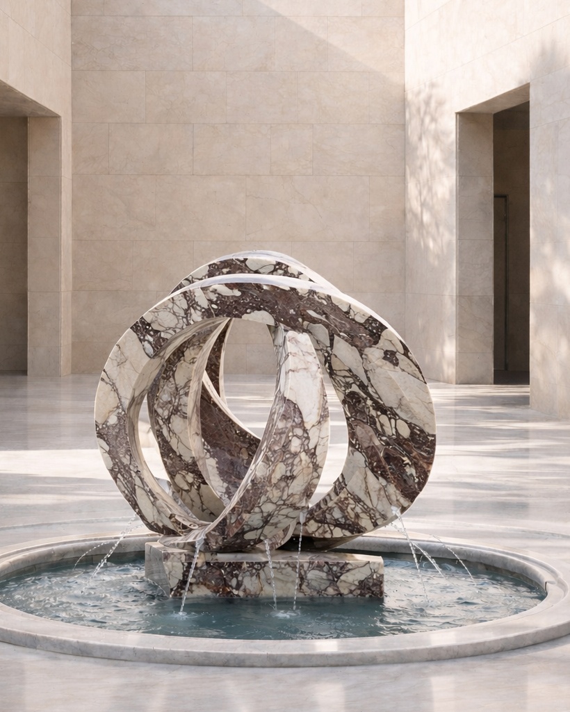 Abstract Loop Marble Fountain - View 2