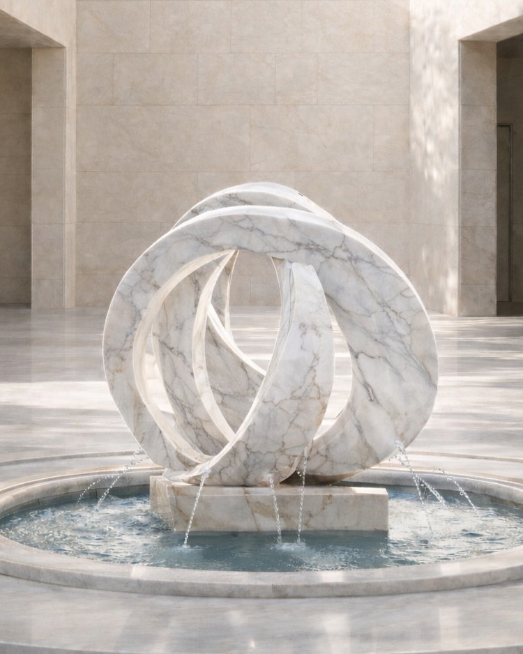 Abstract Loop Marble Fountain - View 2