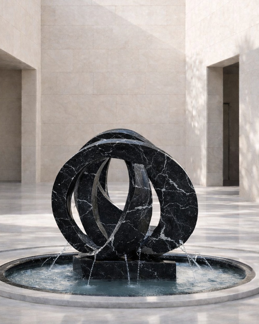 Abstract Loop Marble Fountain - View 2