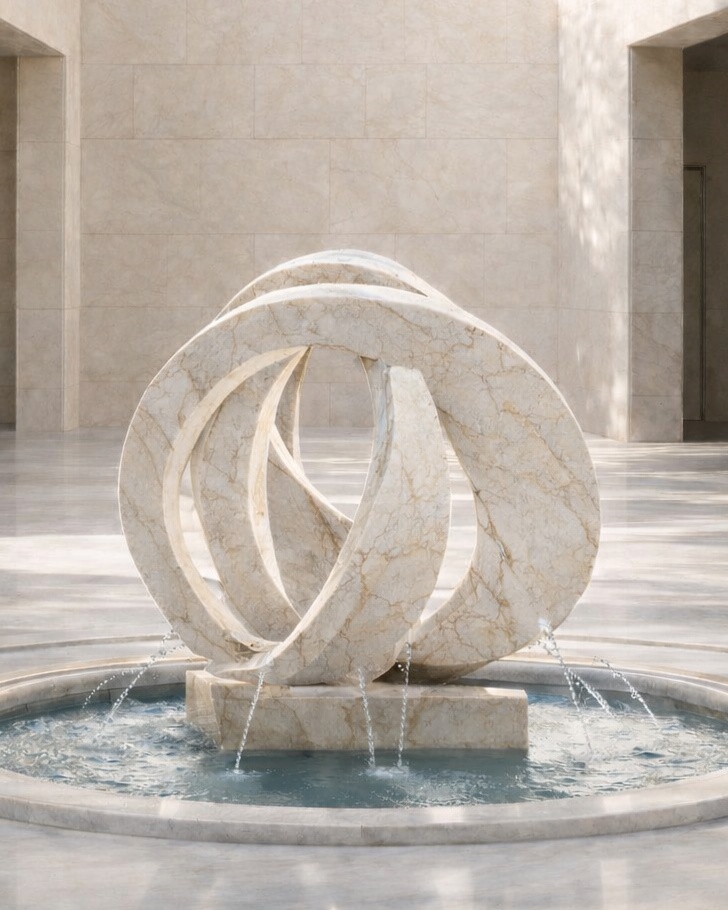 Abstract Loop Marble Fountain - View 2