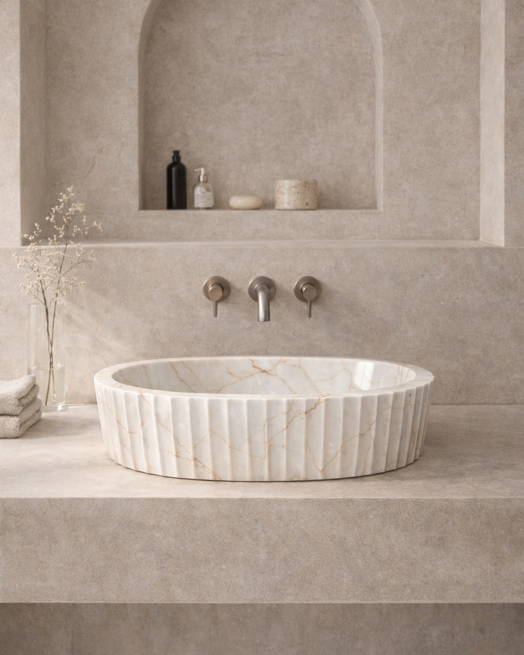 Fluted Oval Countertop Wash Basin
