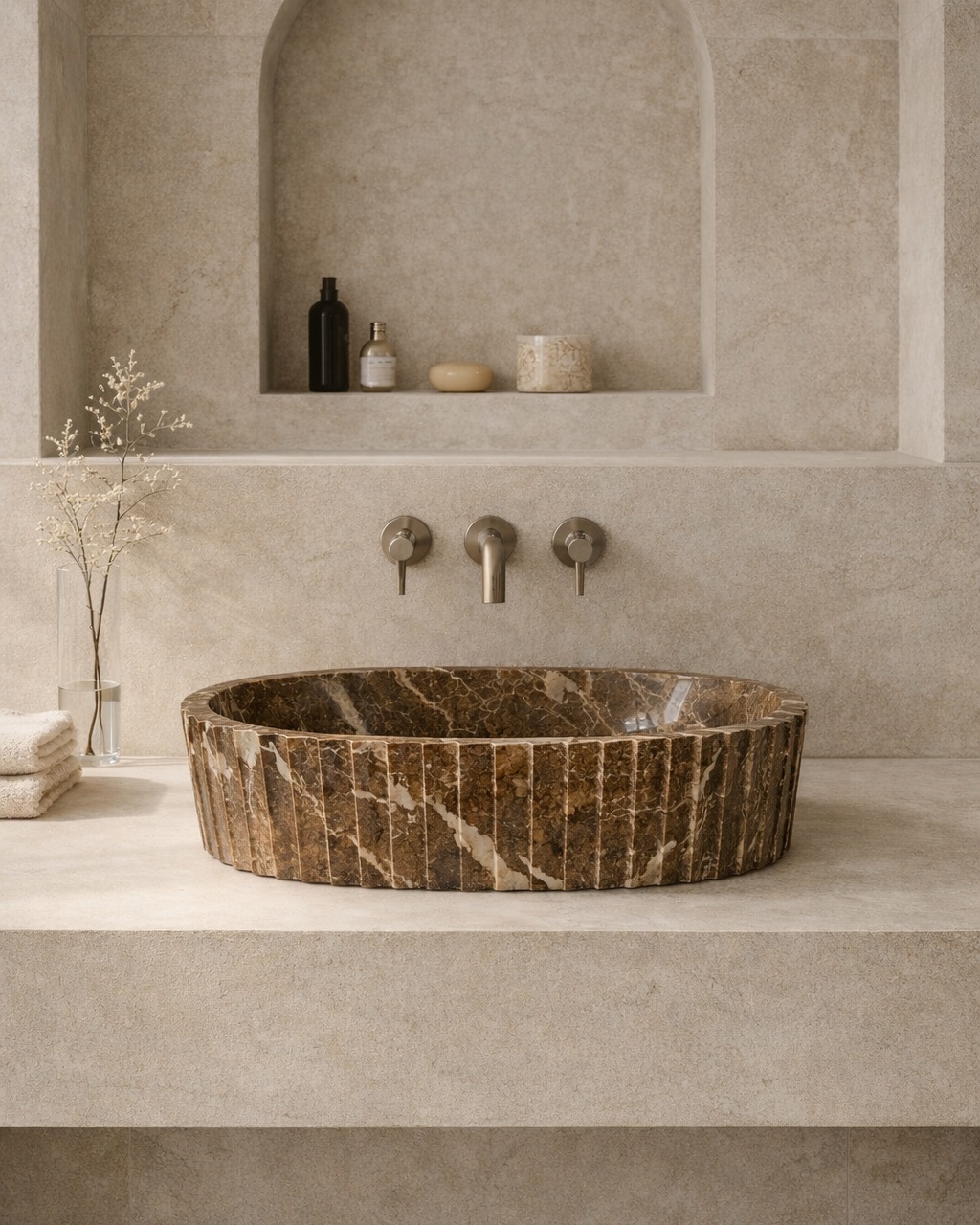 Fluted Oval Countertop Wash Basin