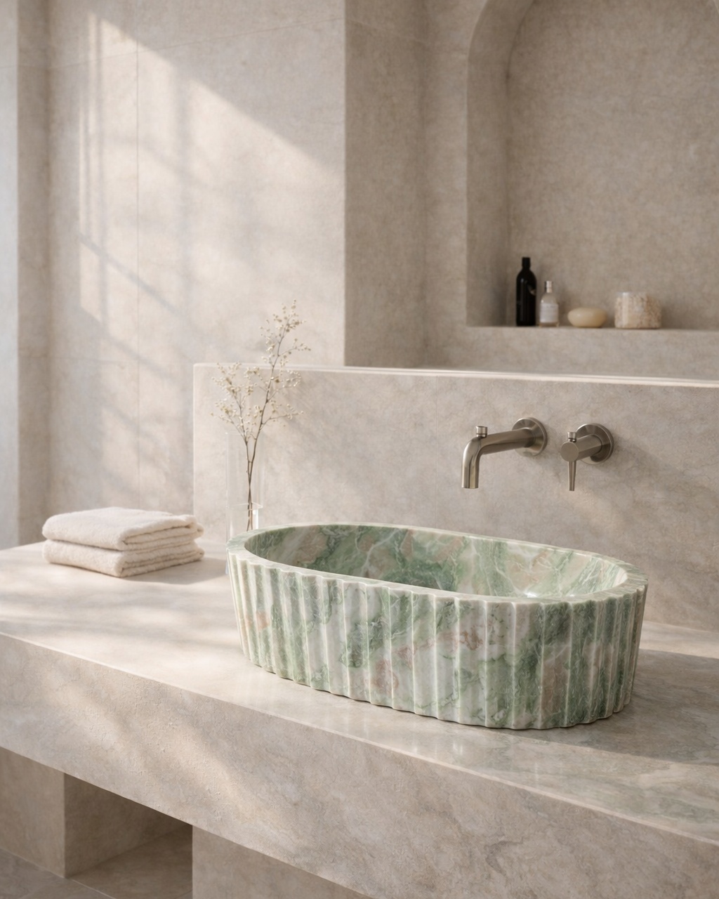 Fluted Oval Countertop Wash Basin - View 2