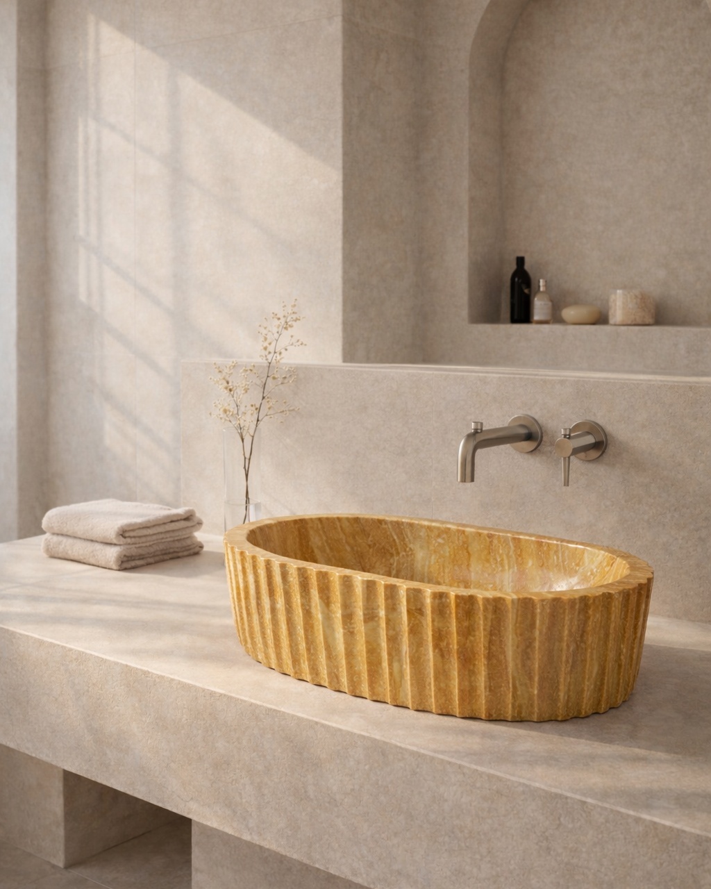 Fluted Oval Countertop Wash Basin - View 2