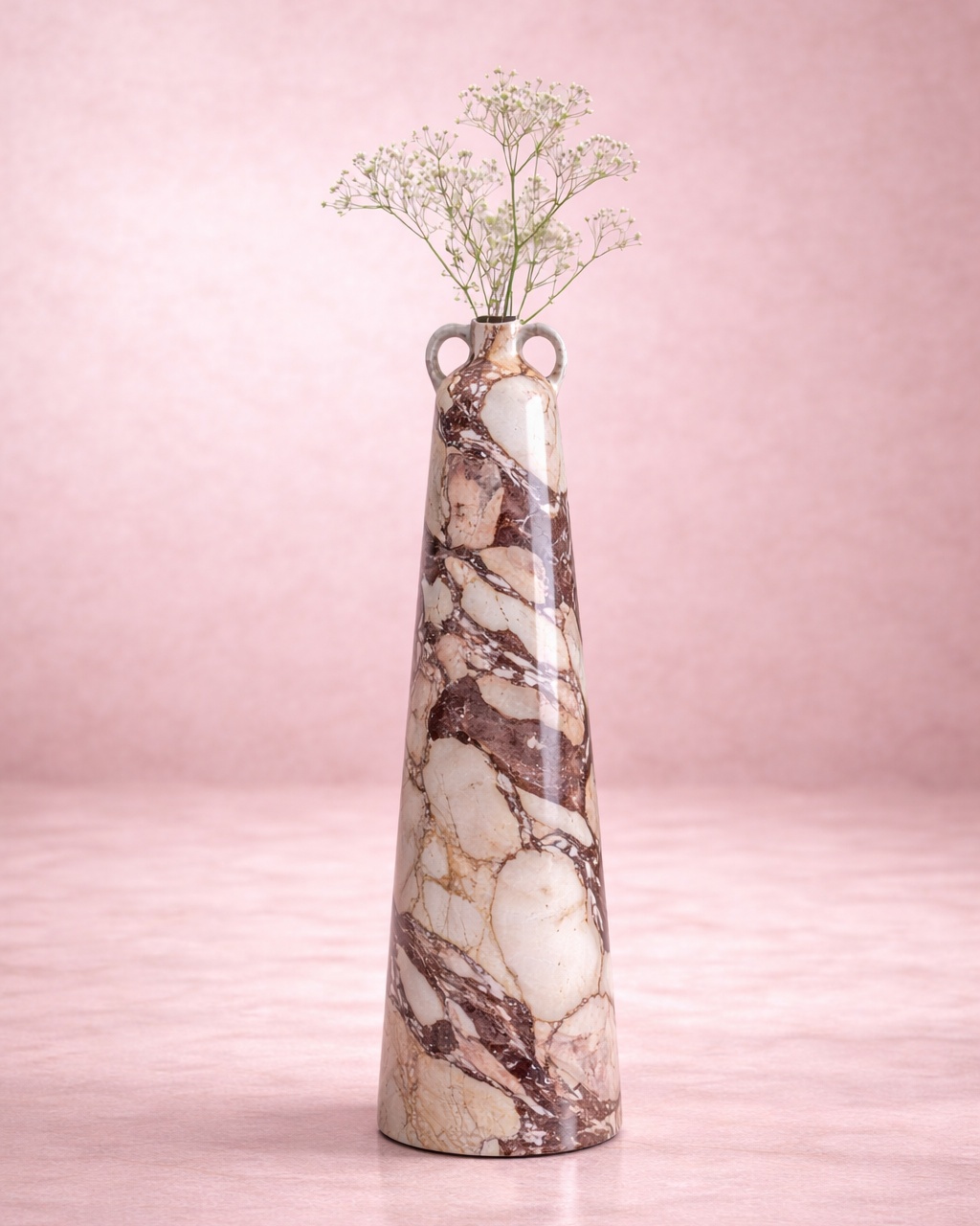 Handled Tapered Vase - Calacatta viola