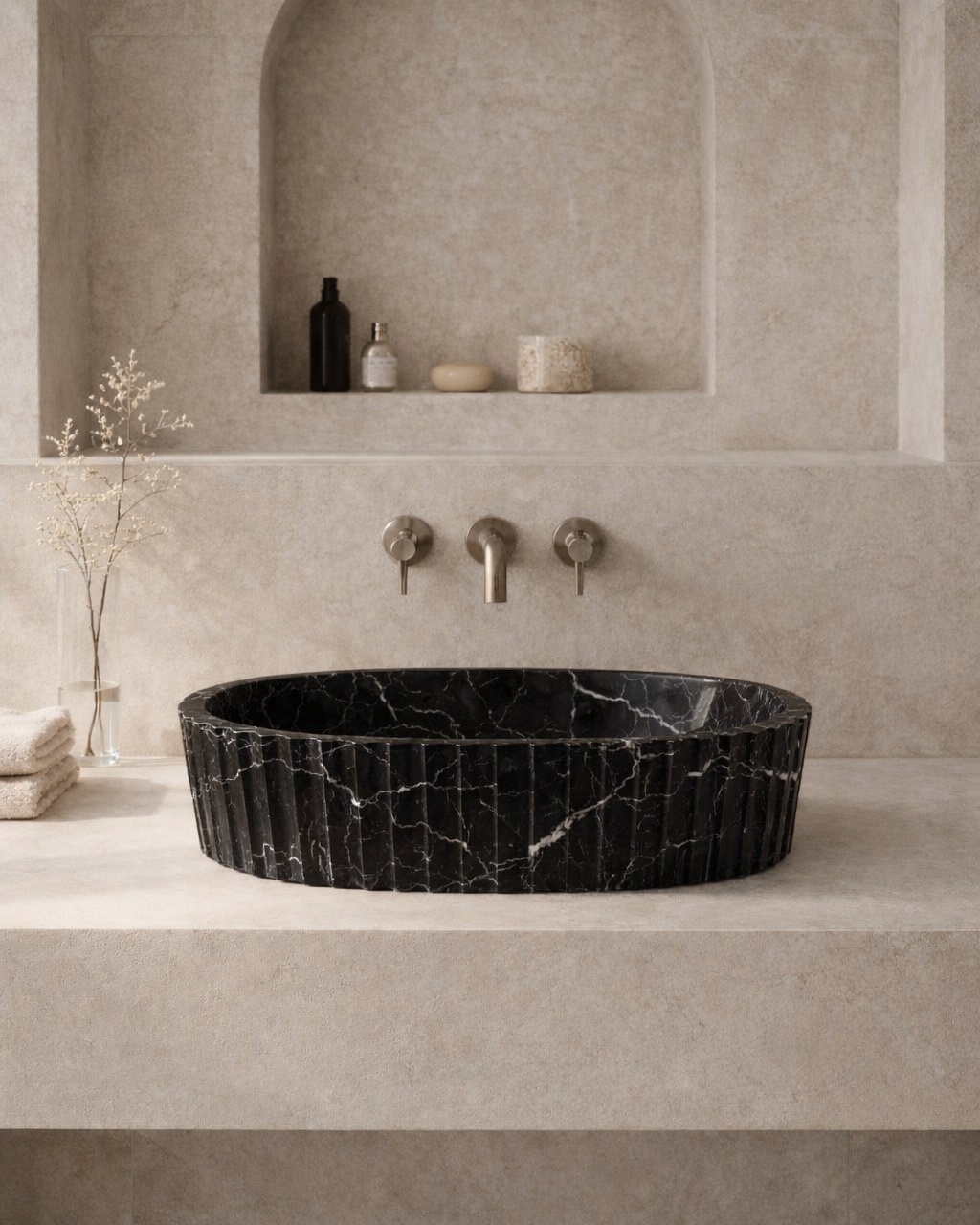 Fluted Oval Countertop Wash Basin