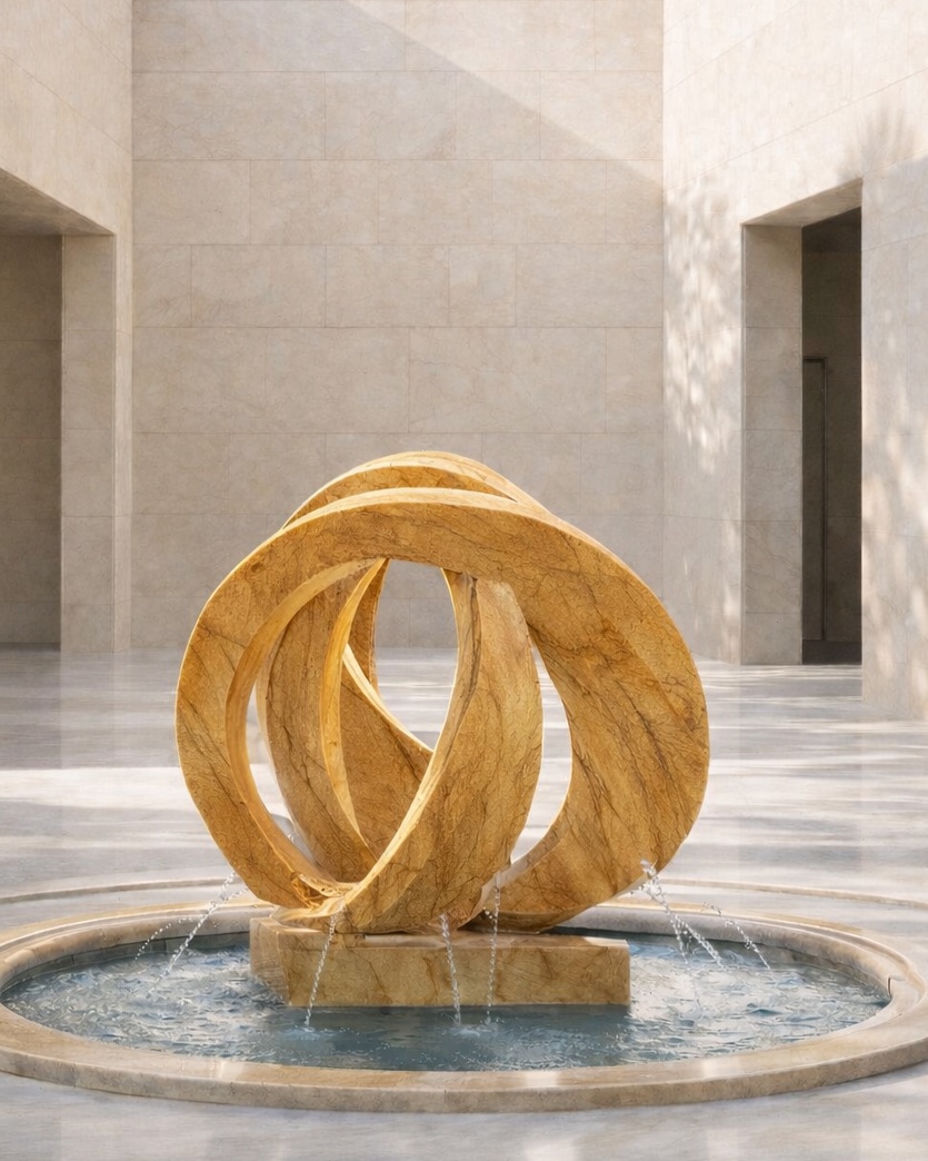 Abstract Loop Marble Fountain - View 2