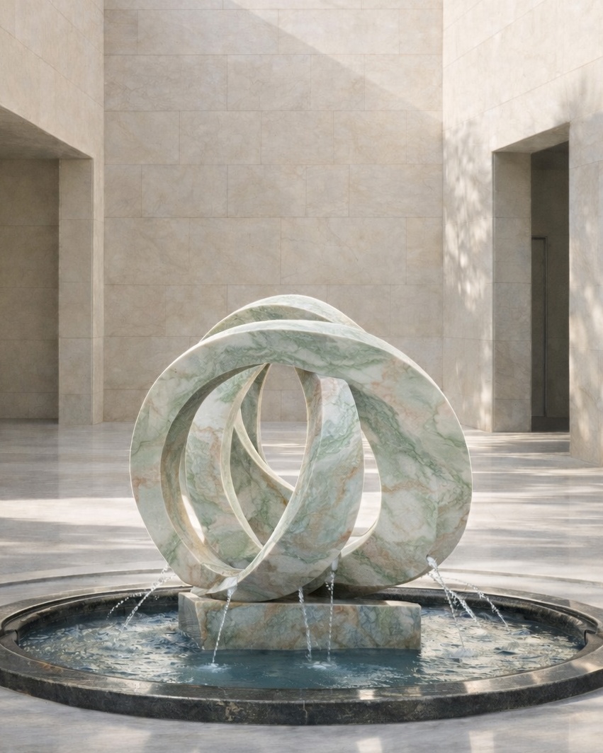 Abstract Loop Marble Fountain - View 2