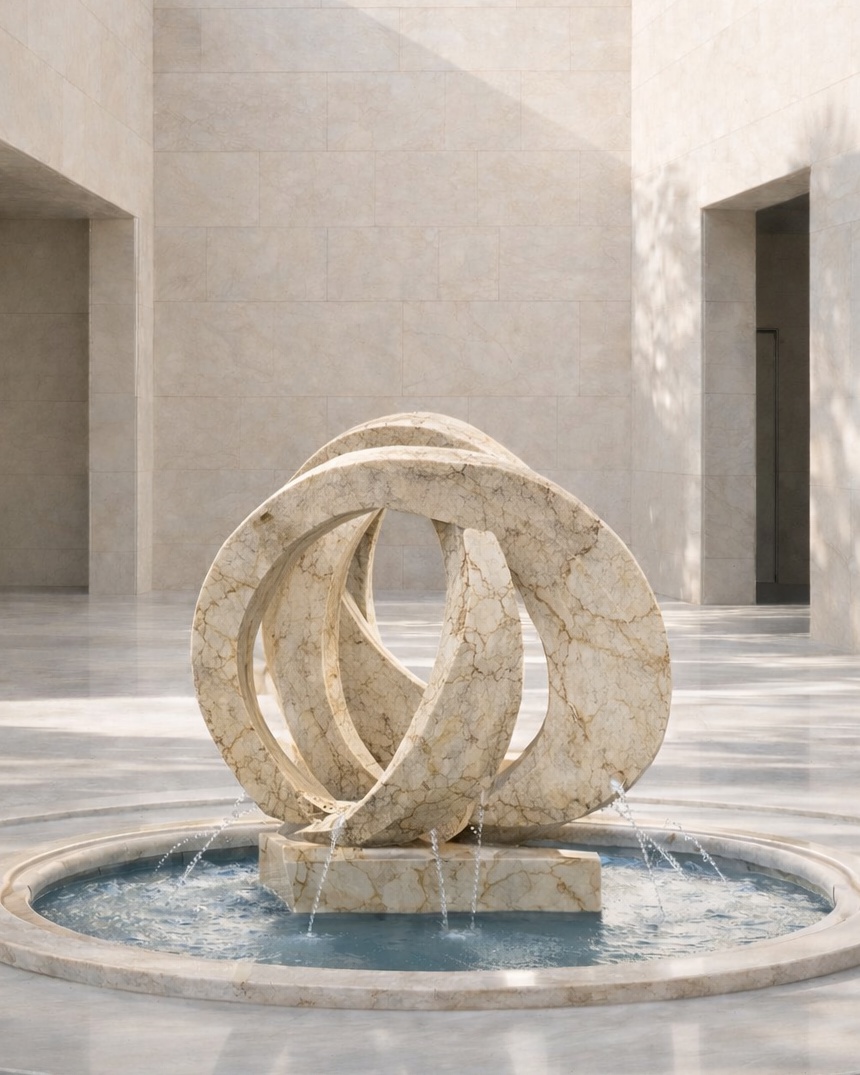 Abstract Loop Marble Fountain - View 2