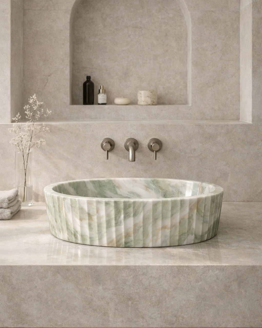 Fluted Oval Countertop Wash Basin