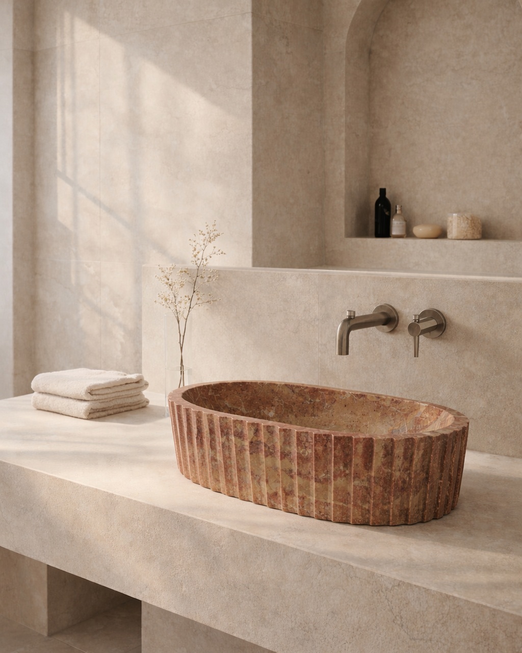 Fluted Oval Countertop Wash Basin - View 2