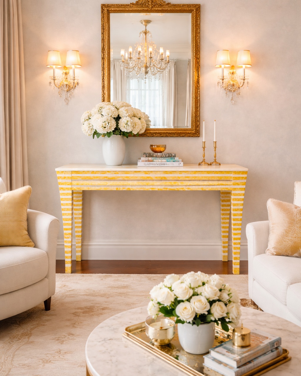 Eclipse Line Console Table - Yellow-Bans Inlay