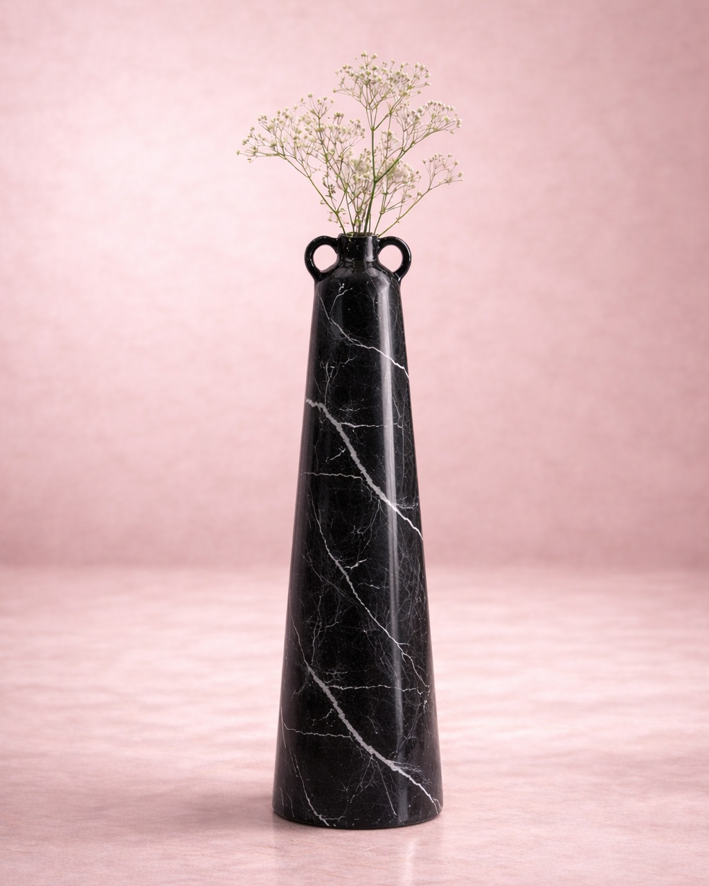 Handled Tapered Vase - Nero Imperia