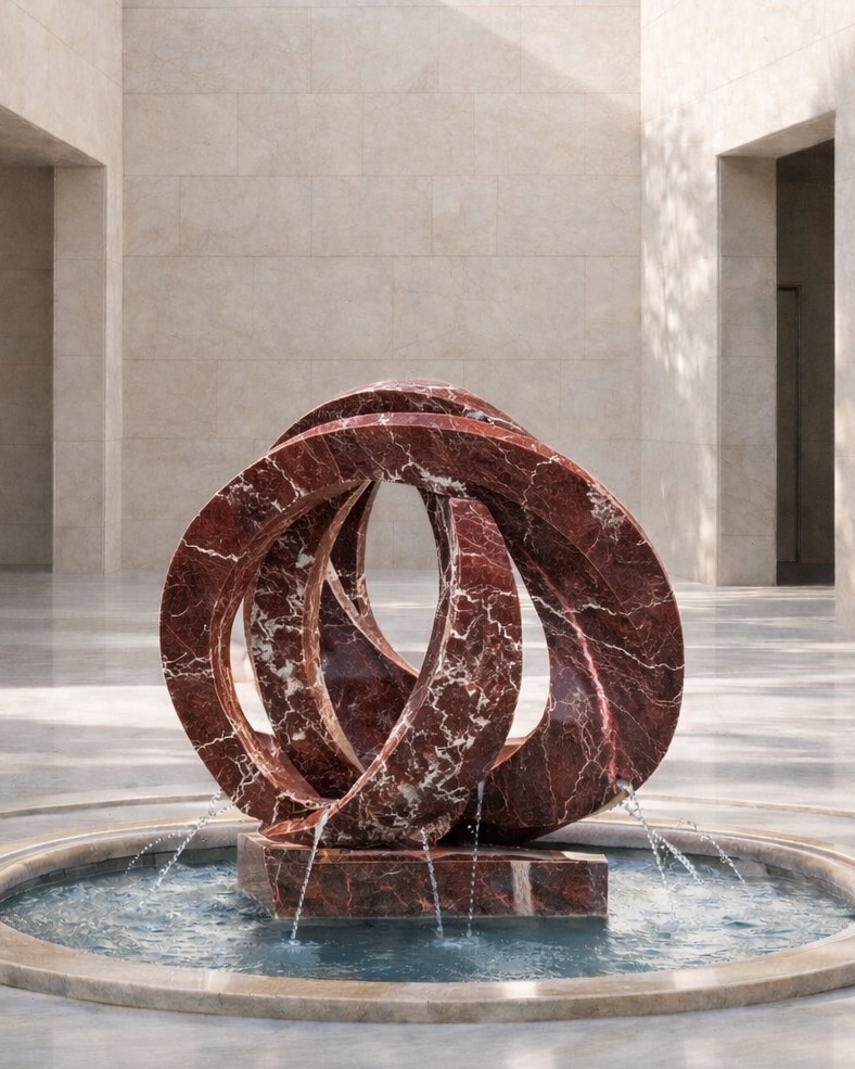 Abstract Loop Marble Fountain - View 2