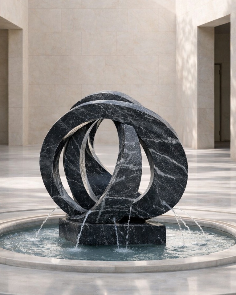 Abstract Loop Marble Fountain - View 2