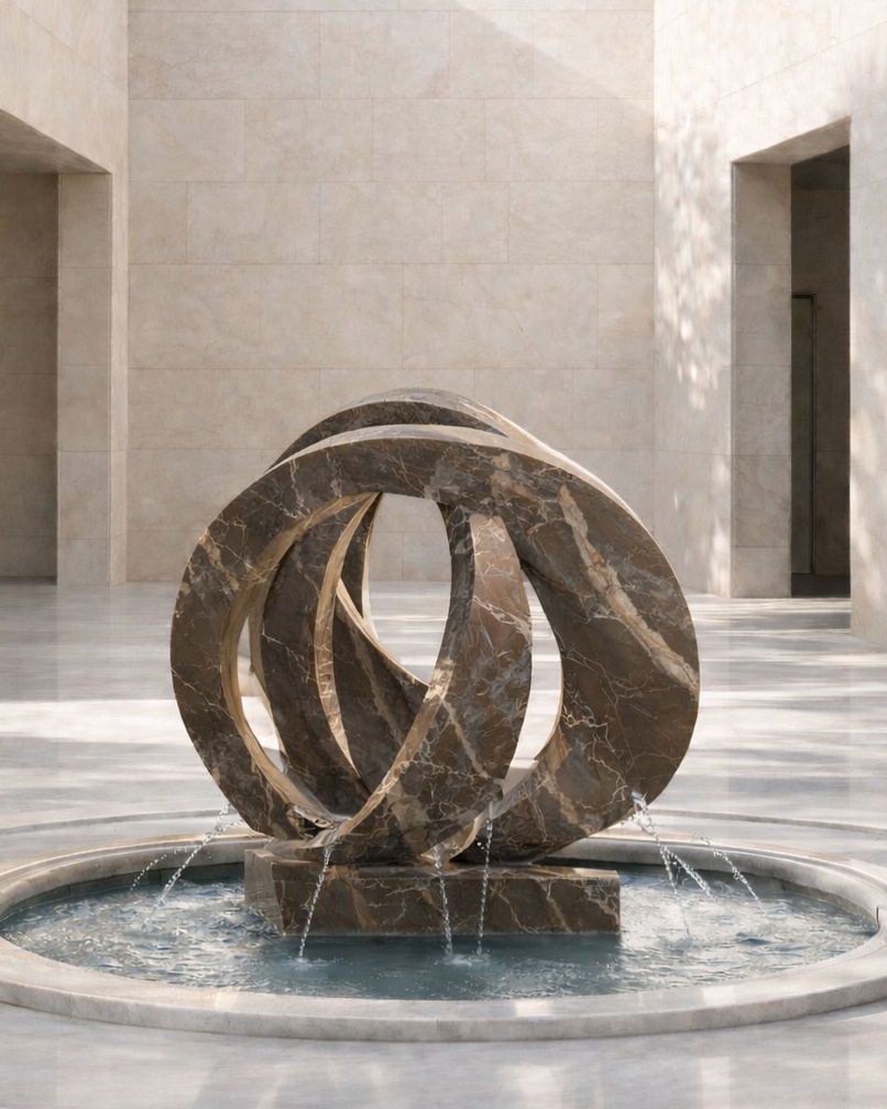 Abstract Loop Marble Fountain - View 2
