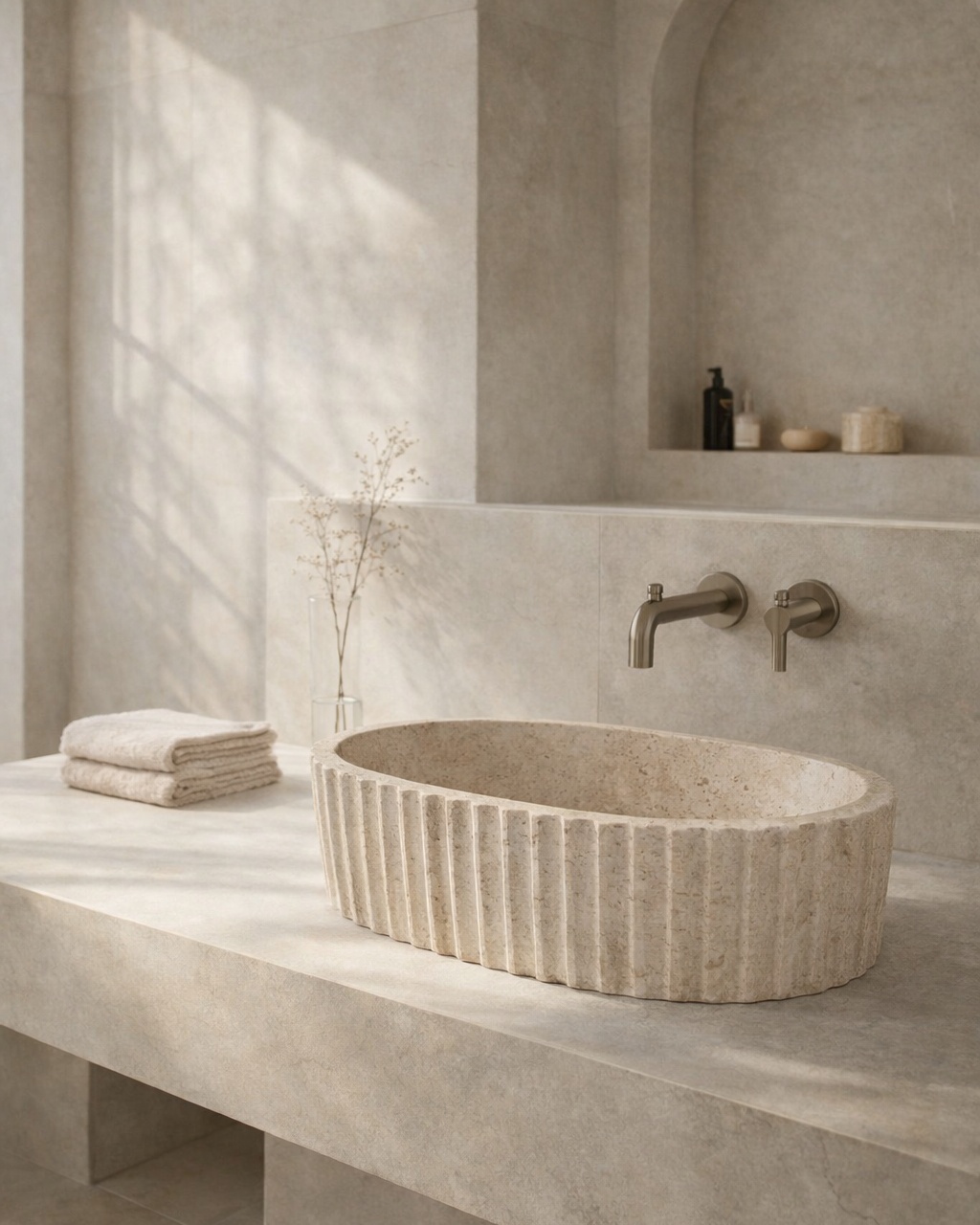 Fluted Oval Countertop Wash Basin - View 2