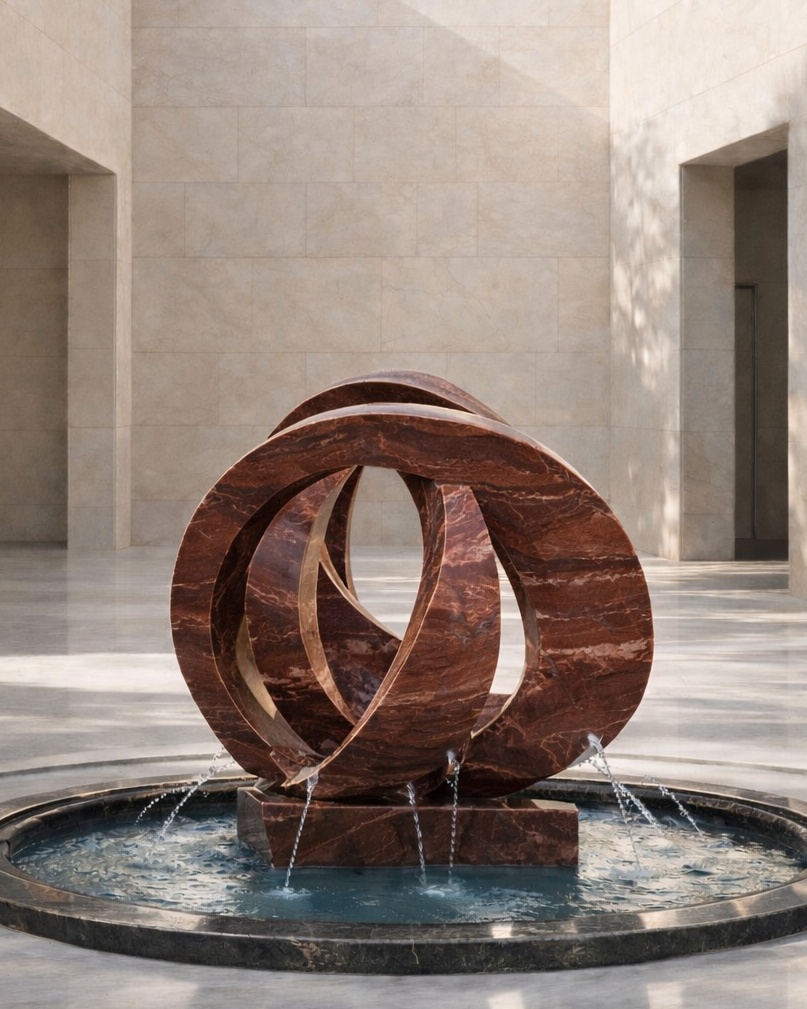 Abstract Loop Marble Fountain - View 2