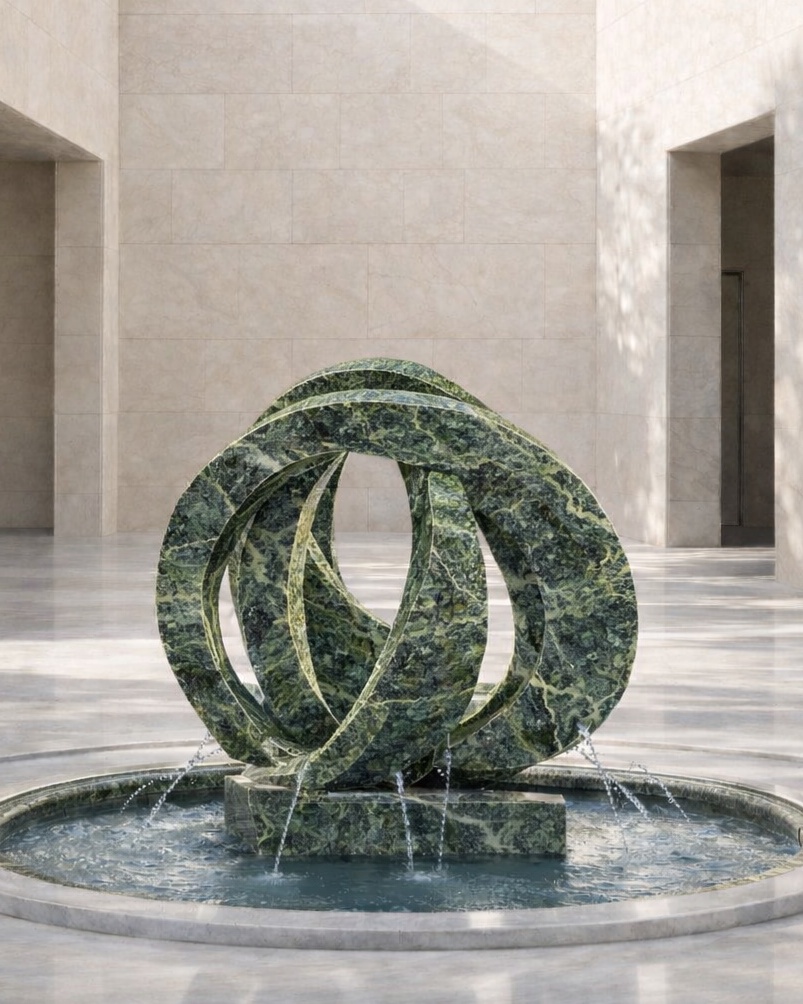 Abstract Loop Marble Fountain - View 2