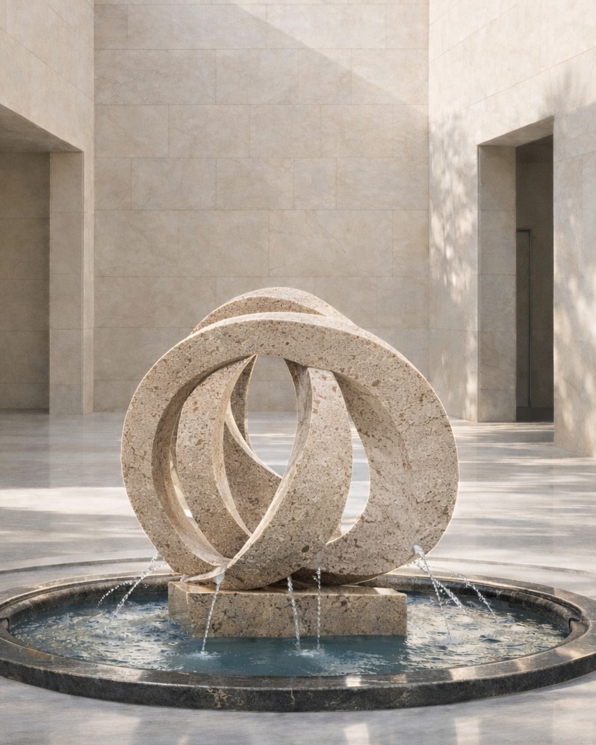 Abstract Loop Marble Fountain - View 2