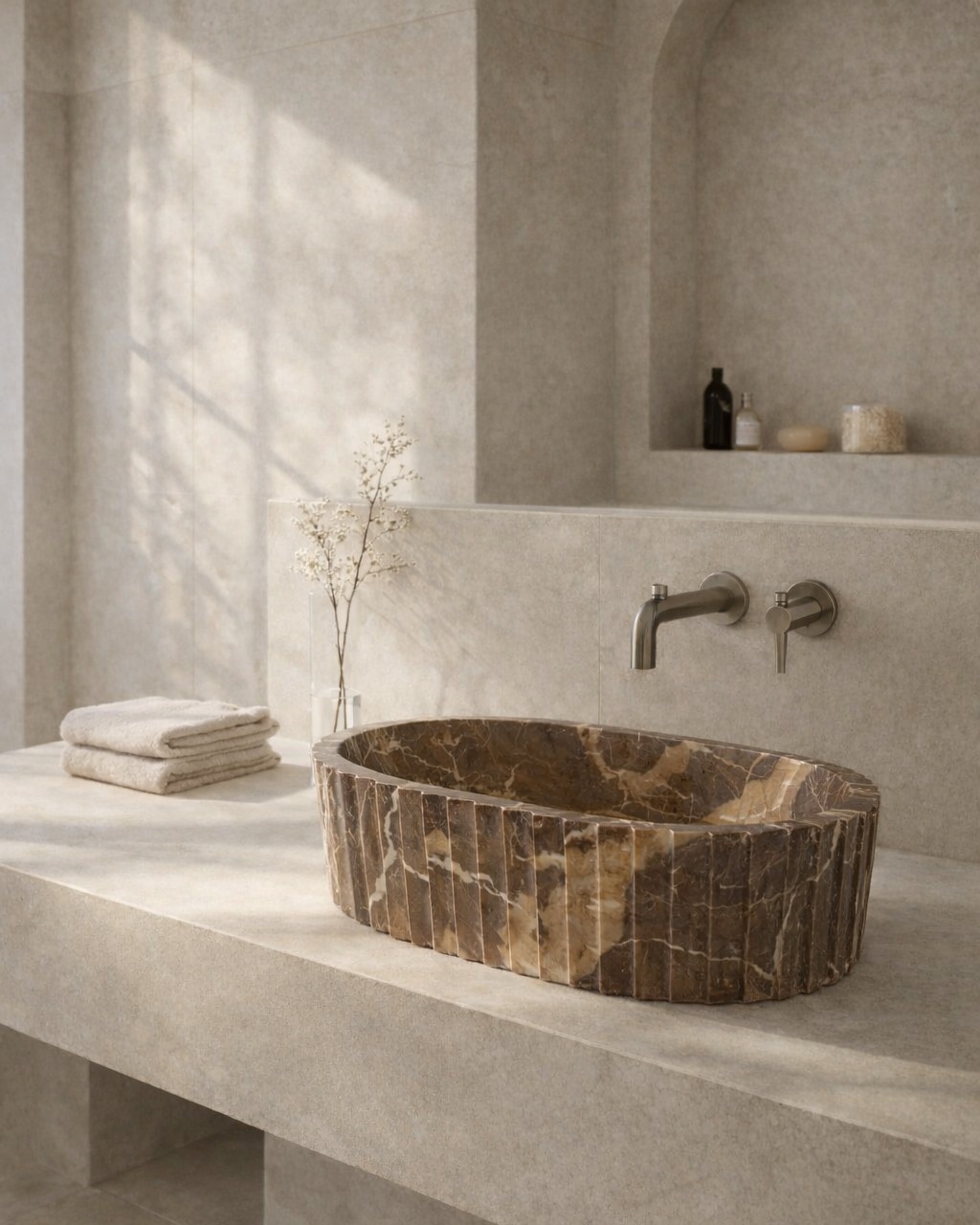 Fluted Oval Countertop Wash Basin - View 2