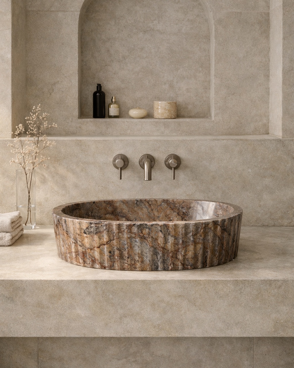 Fluted Oval Countertop Wash Basin