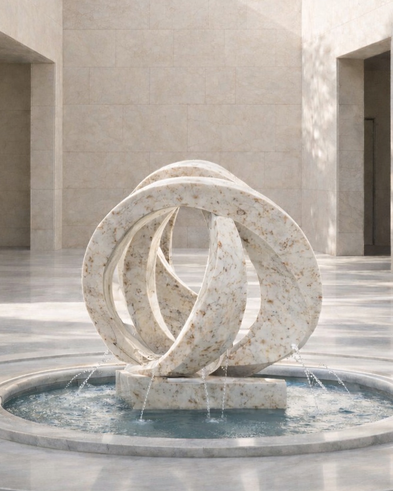 Abstract Loop Marble Fountain - View 2