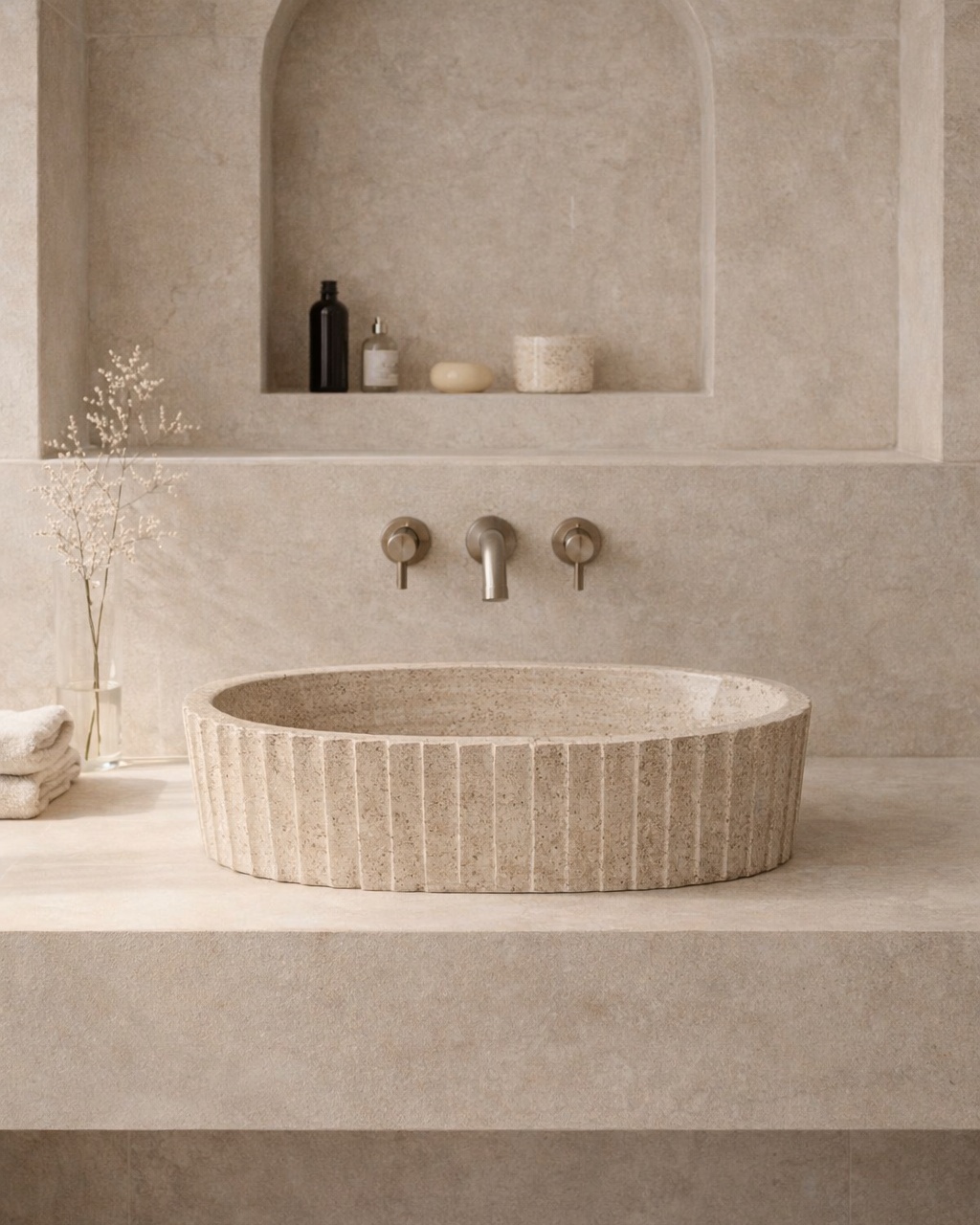 Fluted Oval Countertop Wash Basin