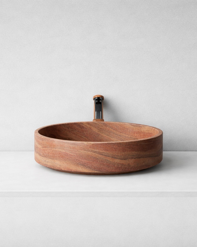 Terracotta Vein Round Vessel Basin