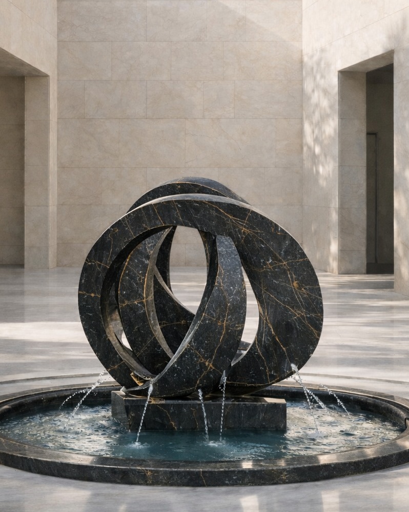 Abstract Loop Marble Fountain - View 2