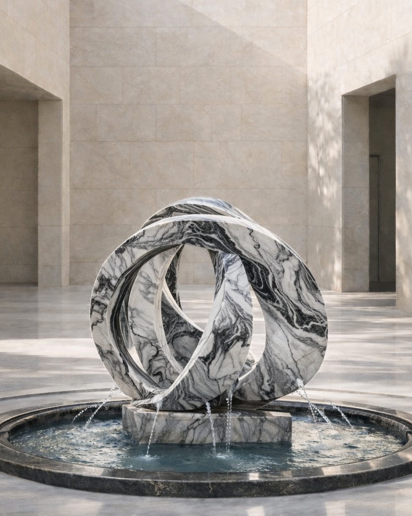 Abstract Loop Marble Fountain - View 2