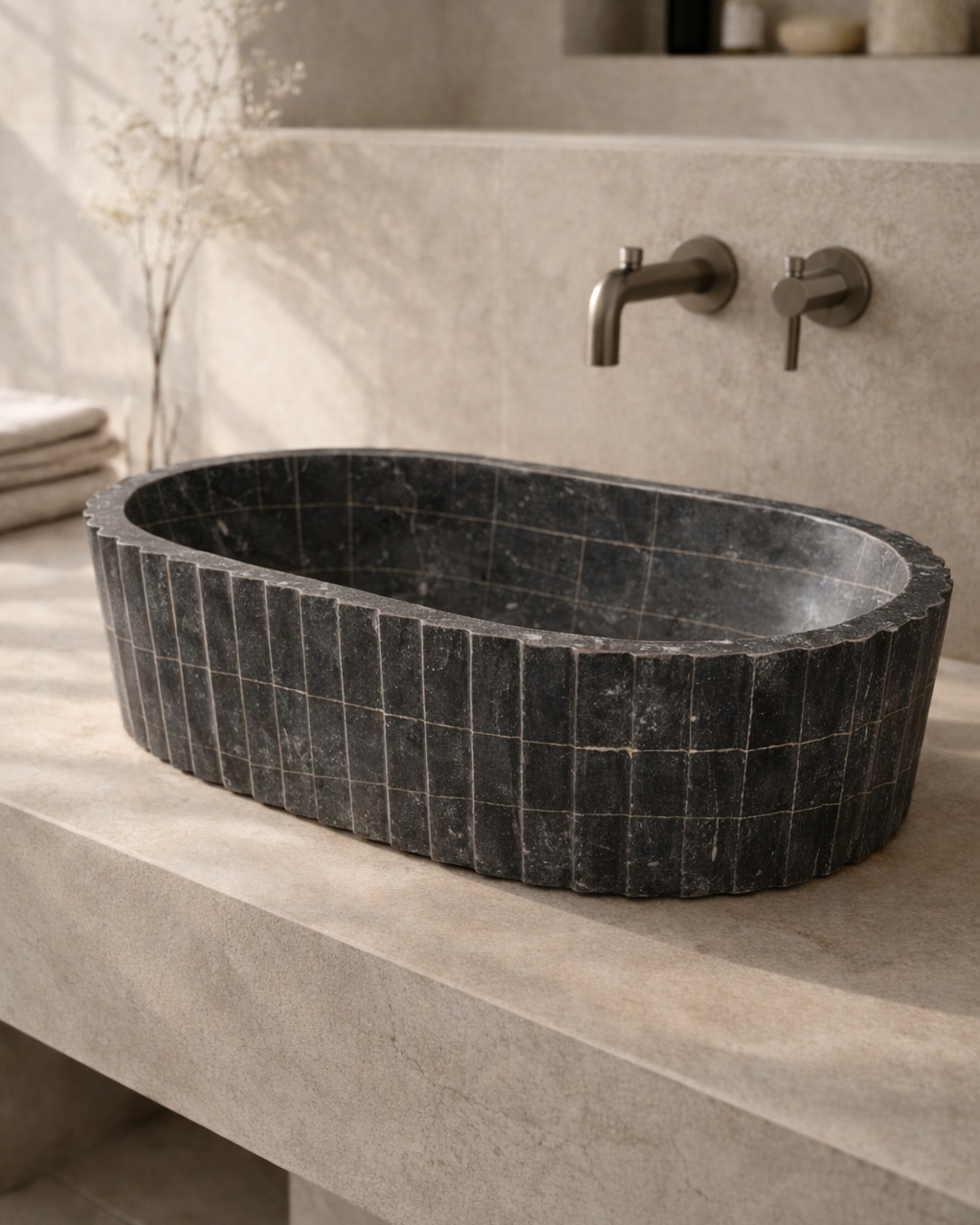 Fluted Oval Countertop Wash Basin - View 3