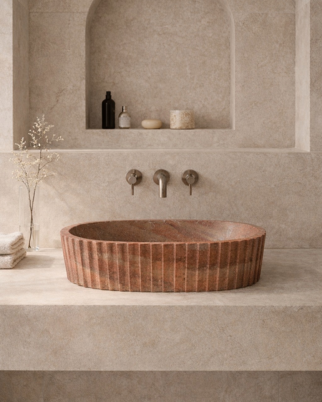Fluted Oval Countertop Wash Basin