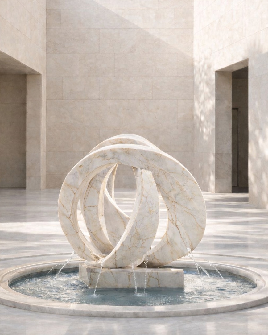Abstract Loop Marble Fountain - View 2