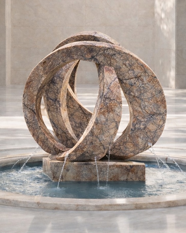 Abstract Loop Marble Fountain - View 2