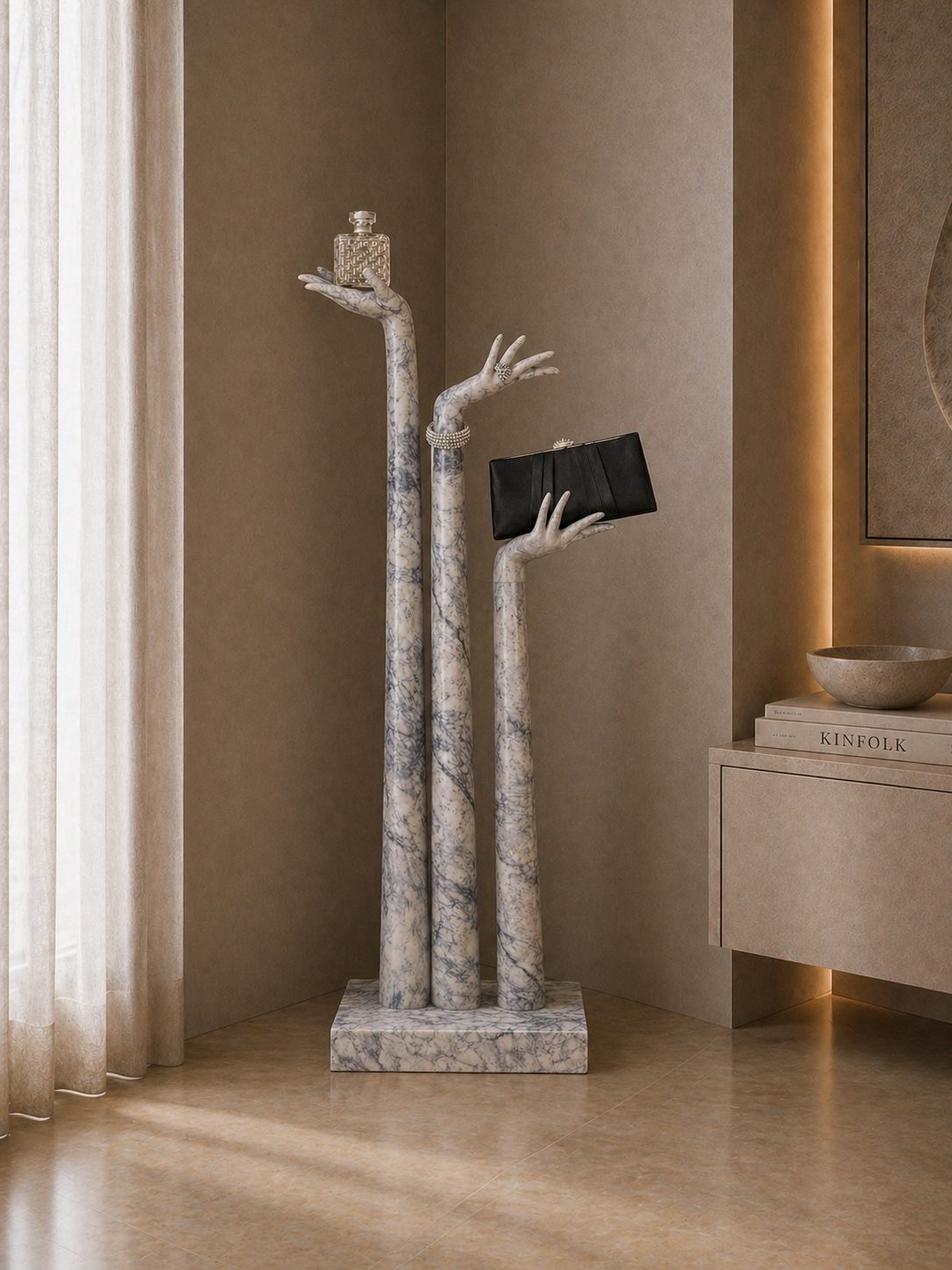 Artisan Hand Display Stand - Purple Glacier Silk