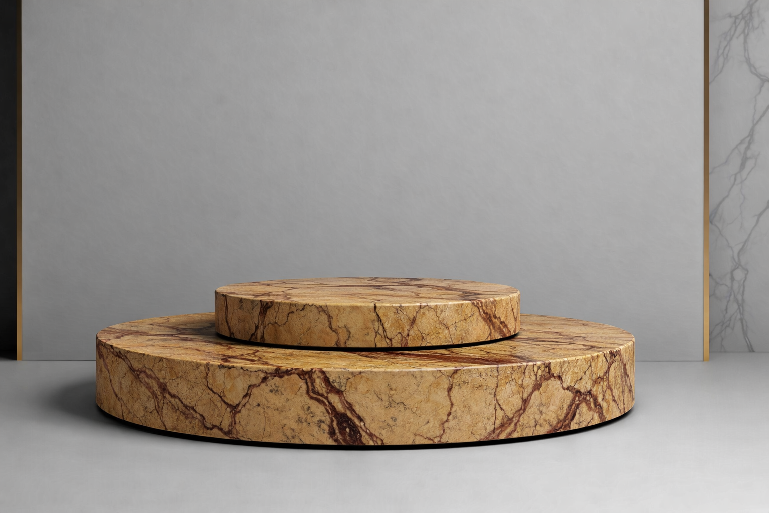 Halo Tier Marble Podium - Beige gold Aurex