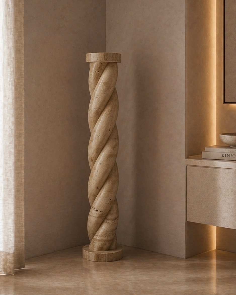 Helixa Stone Plinth - Sand Traverta