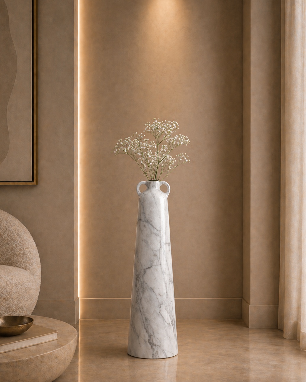 Handled Tapered Vase - Glacier Silk