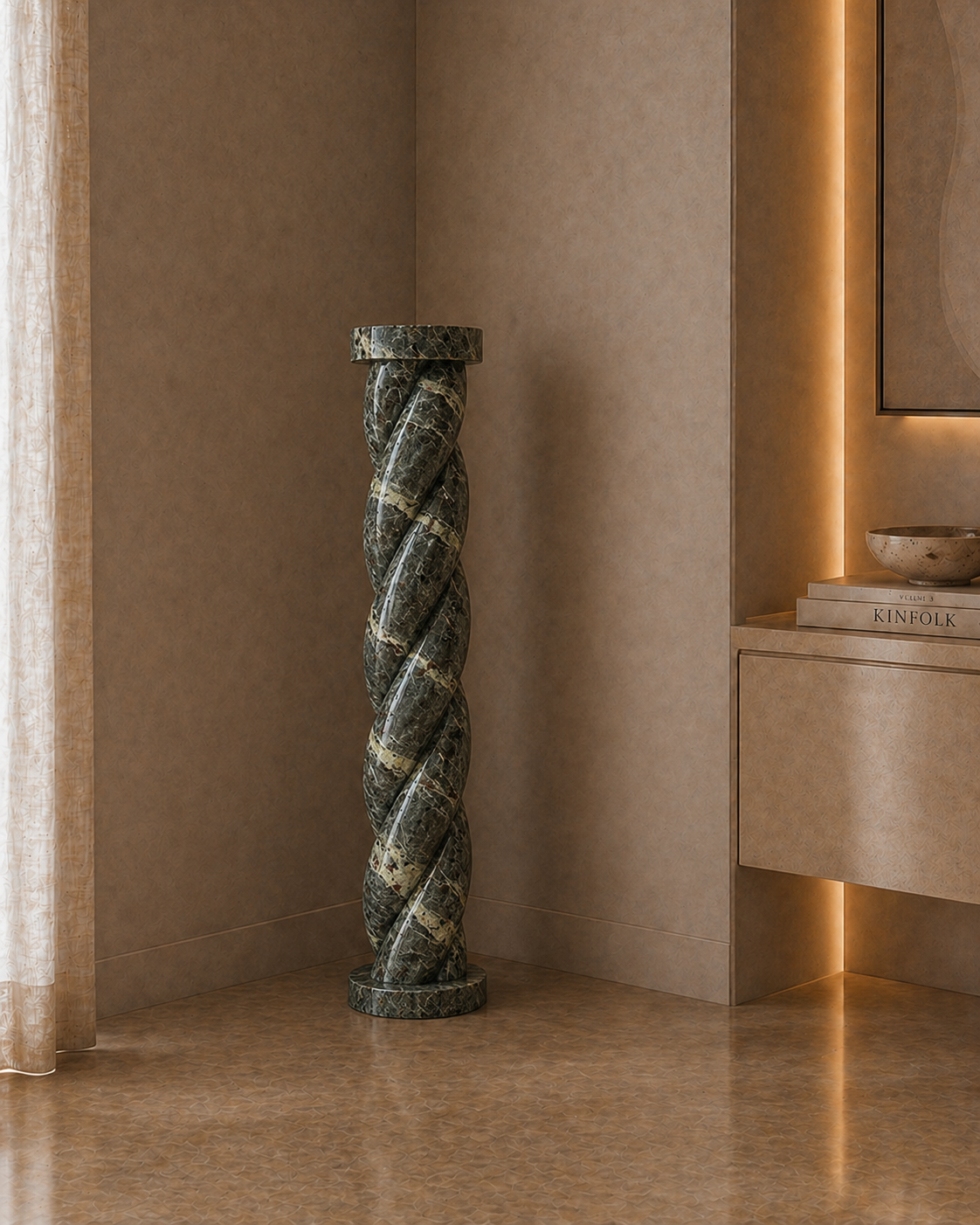 Helixa Stone Plinth - Aurelian green Vein