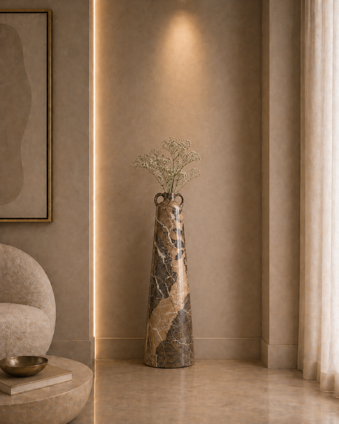 Handled Tapered Vase - Zentari Brown