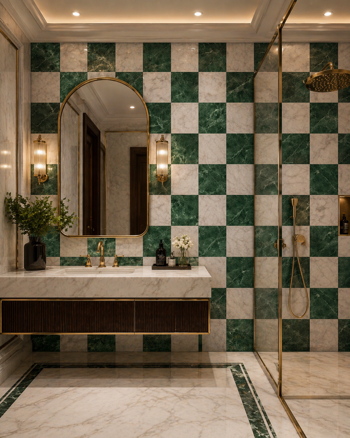 Chess Surface - Inlay Glacier silk - Imperial Green