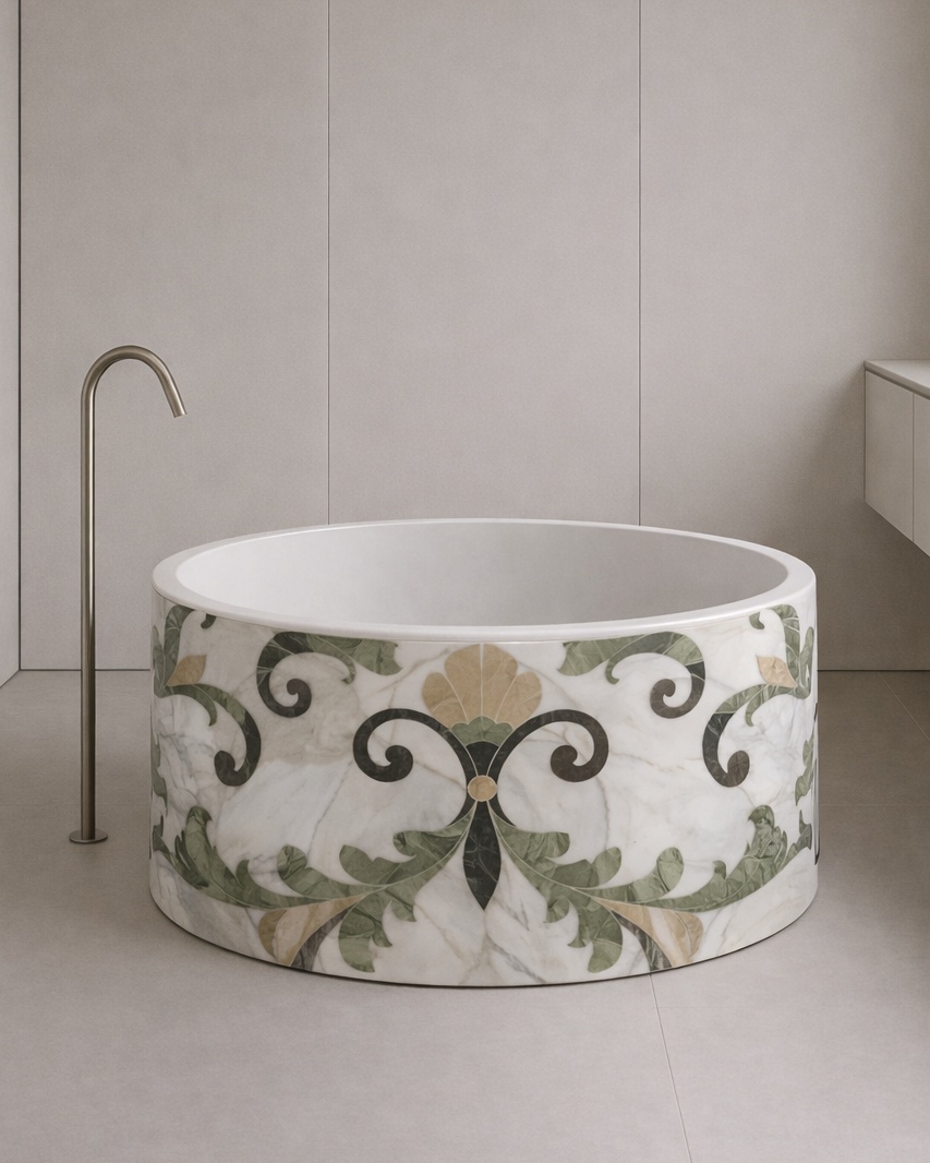 Regalia Hand-Inlaid Bath - Green-Bans Inlay