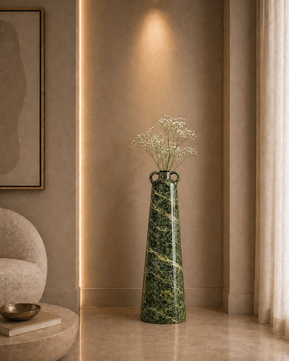 Handled Tapered Vase - Bidasaro green