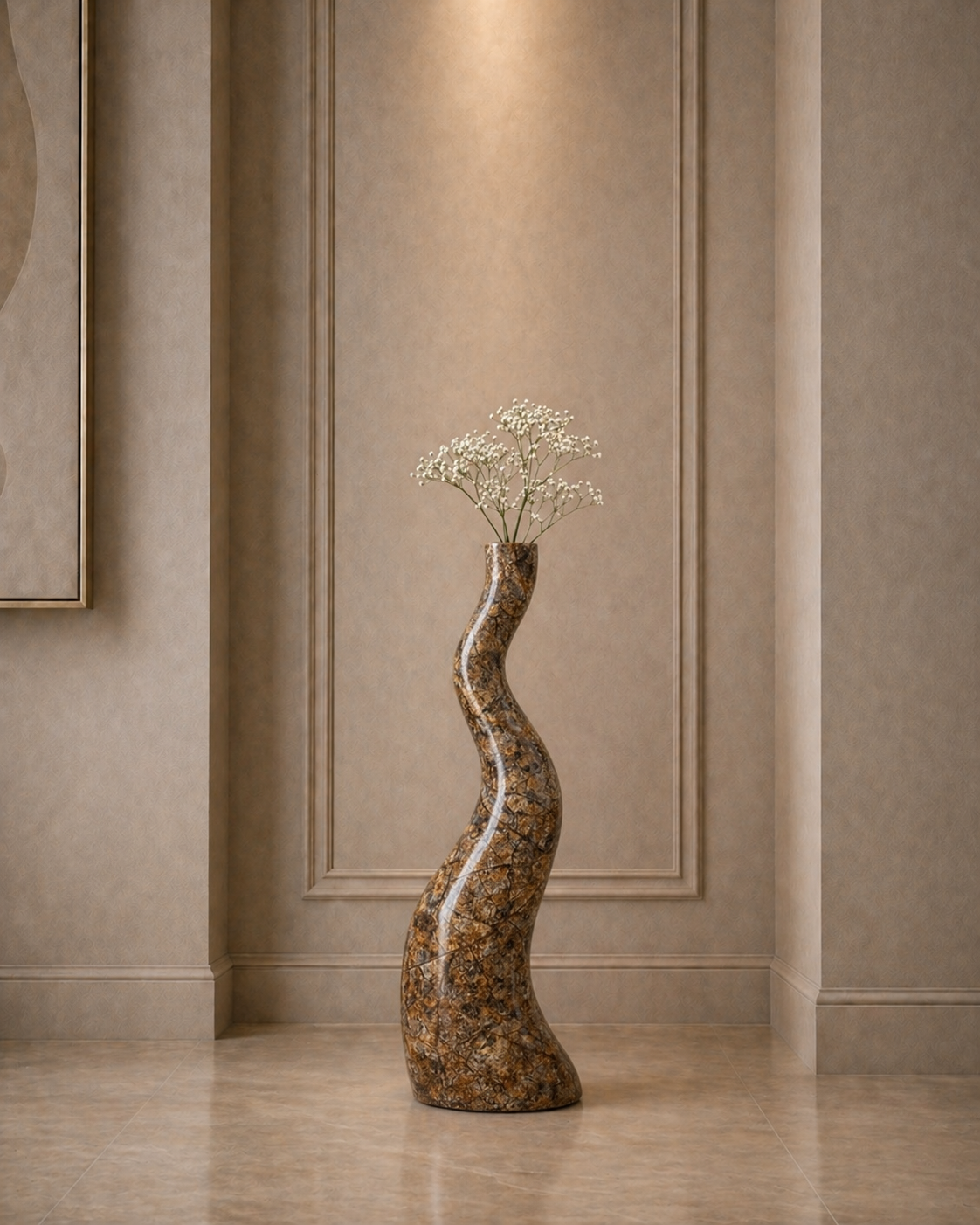 Serpentine Flow Vase - Beige brown Aurex