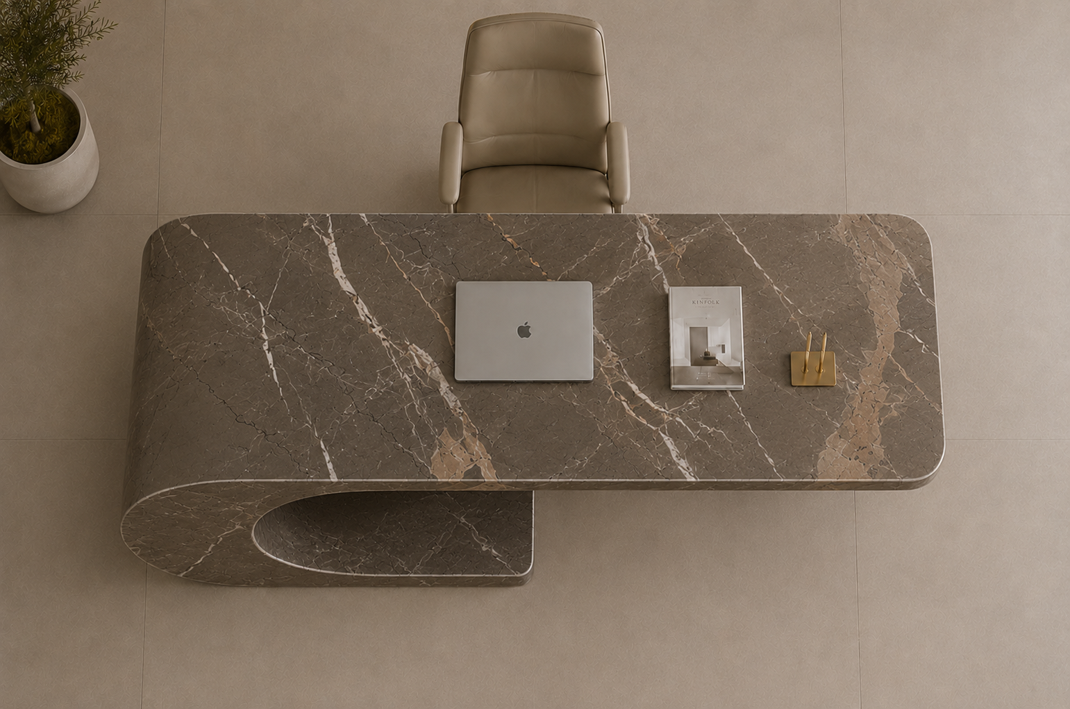 Cantilever Loop Desk - Zentari Brown