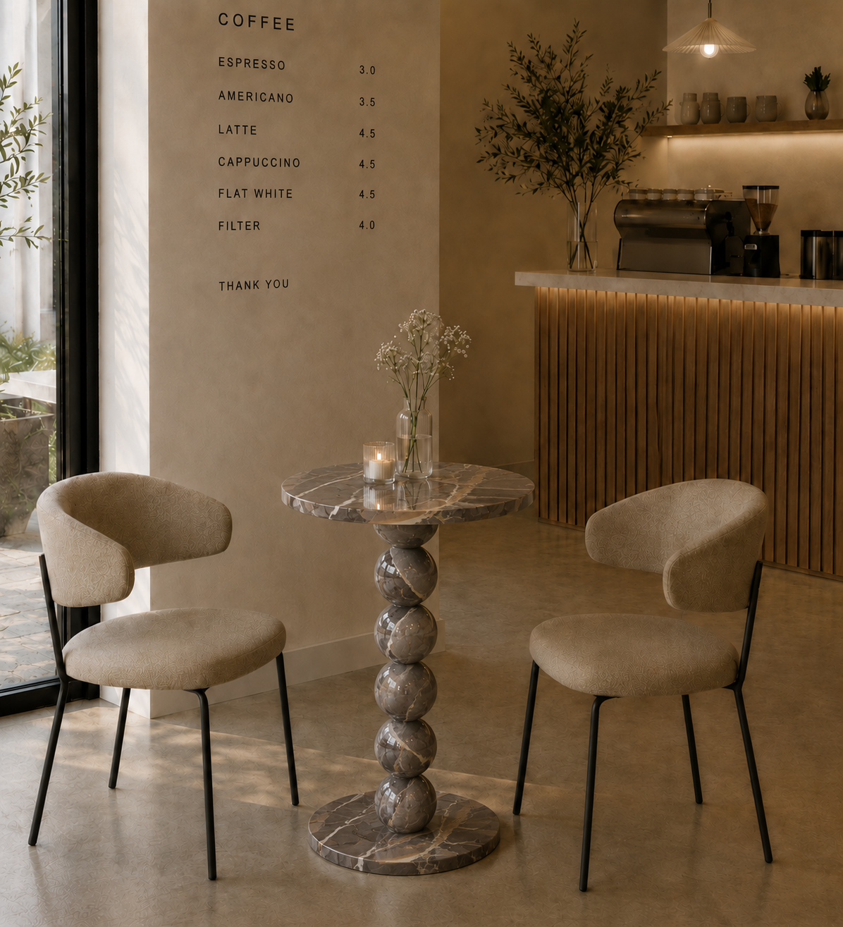 Sphere Column Bistro Table - Zentari Brown