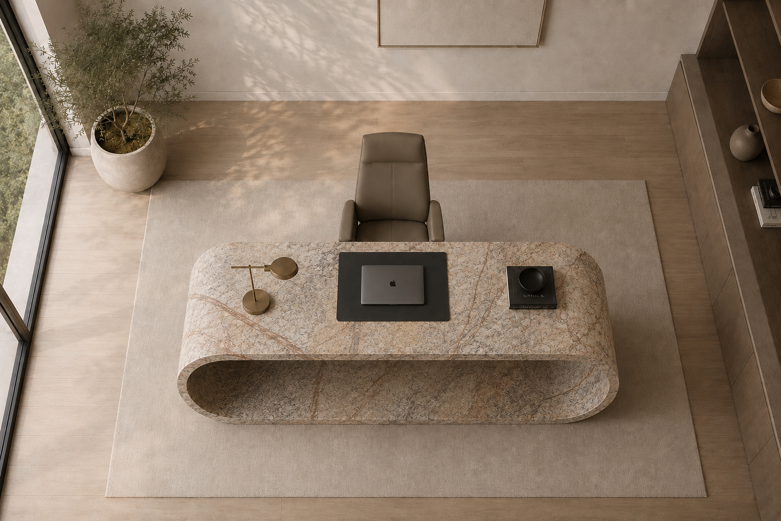 Elysian Curve Desk - Beige brown Aurex