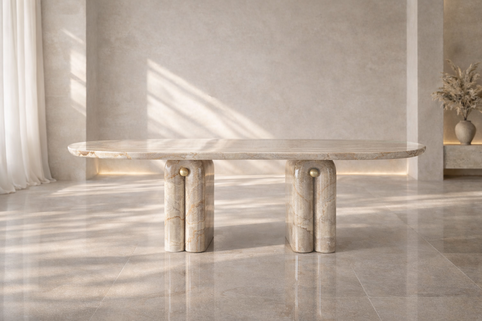 Canyon Arch Marble Table - Crema Dorazio